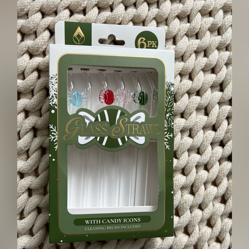 Glass Straws with Candy Icons - 6 Pack